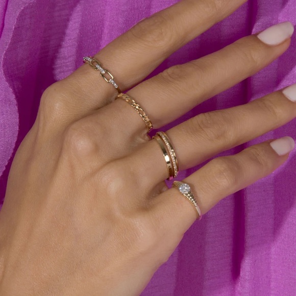 Stone and Strand 10K Solid yellow gold Pave Coin Pinky Signet Size 3 - Picture 5 of 15